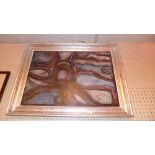 An oil on canvas abstract in a silvered frame marked 1932  verso