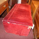 A C19th ottoman upholstered in rouge velour (A/F)