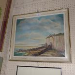 An oil on board of a coastal landscape by Anne Cricks, signed