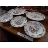 A collection of Whieldon ware 'Pheasant' pattern soup bowls and meat platters