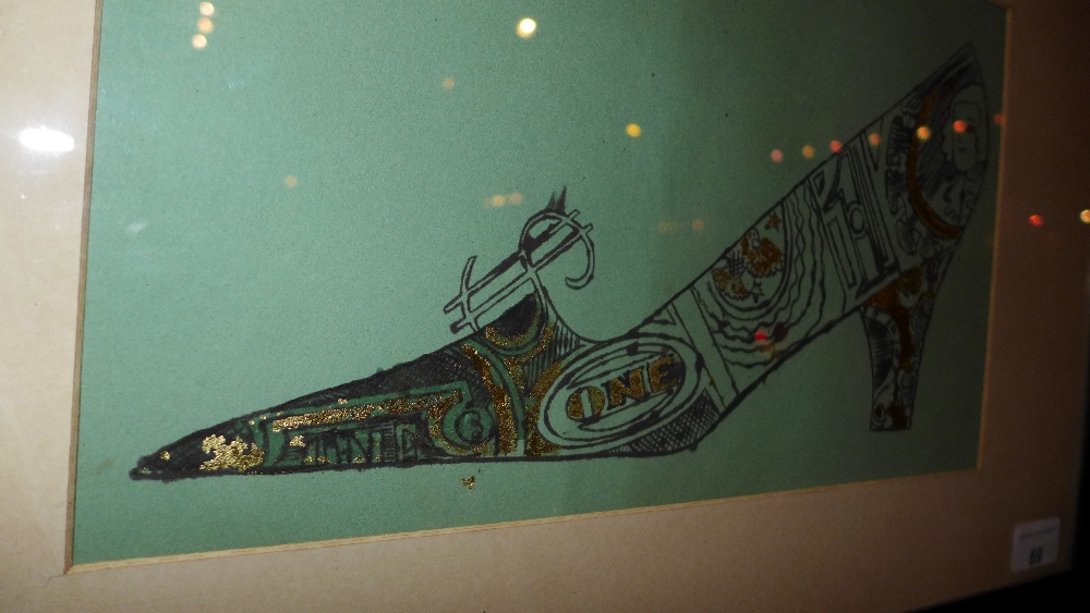 A print of an Andy Warhol drawn shoe with gilded detail - Bild 2 aus 2