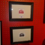 A glazed and framed pair of Eric Ravilious woodcut prints ( 2 )