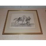A French print by Carle Vernetdel 'Arab horse being led by a Mameluck' glazed and framed