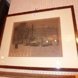 A Luigi Kasimir (1881- 1962) etching of the Vienna Train Station, signed by the artist in pencil