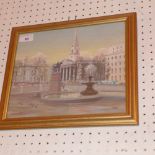 A watercolour by Gwen White 'St Martins in the fields' glazed and framed with details verso