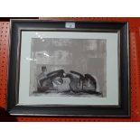 A Henry Moore lithograph of a reclining figure glazed and framed