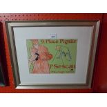 A Toulouse Lautrec lithograph printed by Mourlot glazed and framed