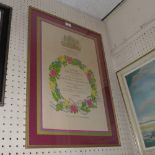 Framed silk programme by Michael Szell for Royal Opera House Covent Garden production 'Fanfare for