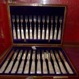 A John Hall and Co of King Street, Manchester, walnut cased set of twelve hallmarked silver and