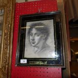 A charcoal portrait heightened in white within eglomise frame signed T.O'Donnell