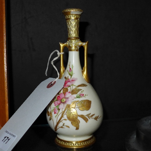 A Royal Worcester blush ivory glazed han