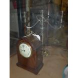 A mahogany bracket clock together with a