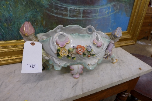 A Meissen design porcelain centrepiece with figural relief