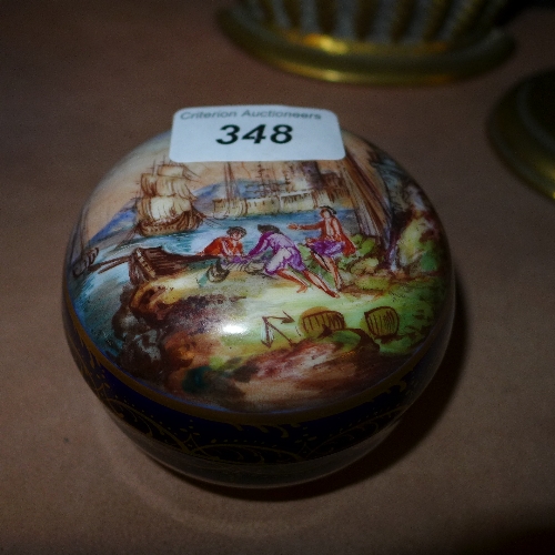 A hand painted Dresden bowl and cover wi