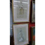 A pair of Cecil Beaton mixed media costu