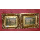 A pair of oils on board Venetian scenes