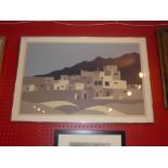 A limited edition print `Pueblo Grande' signed in pencil glazed and framed