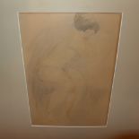 A sepia and wash in the manner of Auguste Rodin 'Femme Nue' in frame and mount with some details