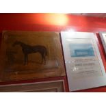 A framed Panos Koulermos exhabition print together with an unframed print on canvas of a horse in
