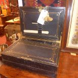 A good Victorian tooled leather writing box with fully fitted interior together including ink well