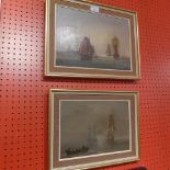 A pair of British early-mid C19th paintings of maritime scenes one an oil on board of an C18th