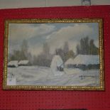 An oil on canvas of winter scene, Zygmunt Klosowski dated '90, in gilt frame