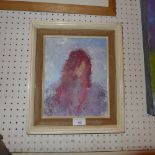 An abstract oil on board portrait study in painted frame