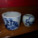 Two Chinese ink pots each decorated with pictorial reserves