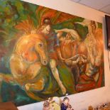 A large oil on board 'The Horsemen of the Apocalypse' by Ray Richardson
