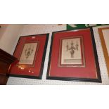 A pair of C19th engravings of girandoles glazed and framed