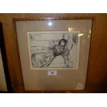 An etching reclining female by G.L.Brock