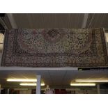 An extremely fine central Persian part silk carpet 365 cm x 252 cm medallion with repeating Shah