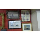 A collection of maritime prints and oils including steamer and others