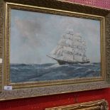 An oil on canvas depicting a clipper in