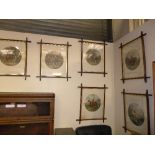 A set of hunting prints within x-framed