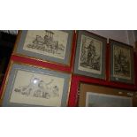 A set of four prints associated to wine merchants framed and glazed