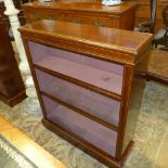 A pair of mahogany and box-wood strung floor standing bookcases on plinth bases W 80 D 24 H 96 cm