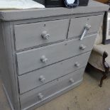 A Victorian grey painted having two short above three drawers on plinth base
