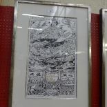 An artists proof print Alasdair Gray from the Lanark series inscribed 'Alasdair Gray Glasgow Print