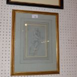 An old master drawing of a male figure, in a gilded frame