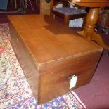 A C19th military style camphorwood and brass bound trunk with inset brass handles