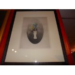 A Norman Ackroyd CBE limited edition etching and aquatint still life of flowers in a vase  47/50