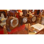 A collection of four c1930's mantel clocks including a Smith's example with heart form hand, and a