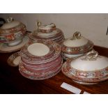 A C19th Minton's 'Florentine' pattern dinner service including plates tureens and gravy boat