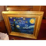 A Van Gogh style oil on canvas in a heavy gilt and gesso frame