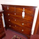 A Regency mahogany hall chest fitted two short and three long drawers with ivory escutcheons and