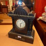 A Victorian architectural form marble mantel clock