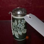 A Thomas Webb Victorian glass scent bottle decorated with floral motifs with a hallmarked silver lid