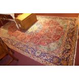 An extremely fine north west Persian Tabriz carpet, 330cm x 22cm, central floral sapphire