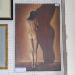 A contemporary unframed oil on canvas of a female nude by Lee Jones signed and dated '99